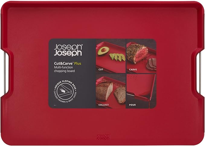 Joseph Joseph Cut&Carve Plus Multi-Function Cutting Board, X-Large, Red (Pack of 2)