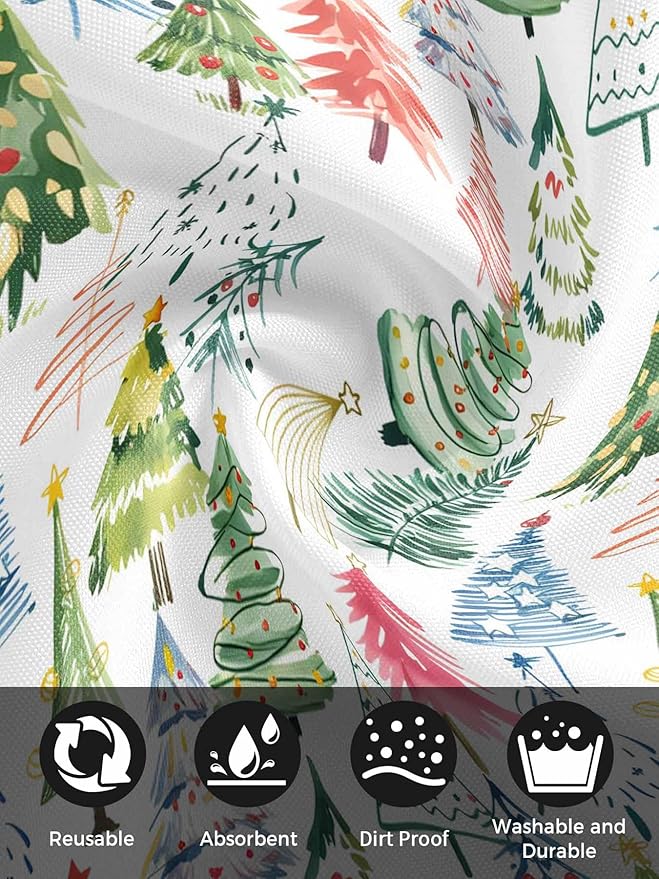 Christmas Tree Cloth Napkins Set of 6, Green Pink Blue Xmas Trees Washable Dinner Napkins Colorful Cartoon Plant Table Reusable Napkin for Home Party Wedding Dining Table Decoration, Oversized 20"x20"
