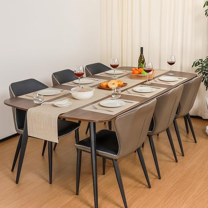 Myir JUN Placemats Set of 8, Vinyl Woven Placemats Place Mats Indoor Set of 8 Washable Table Mats Non-Slip Place mats for Dining Table (A-Beige, Set of 8)