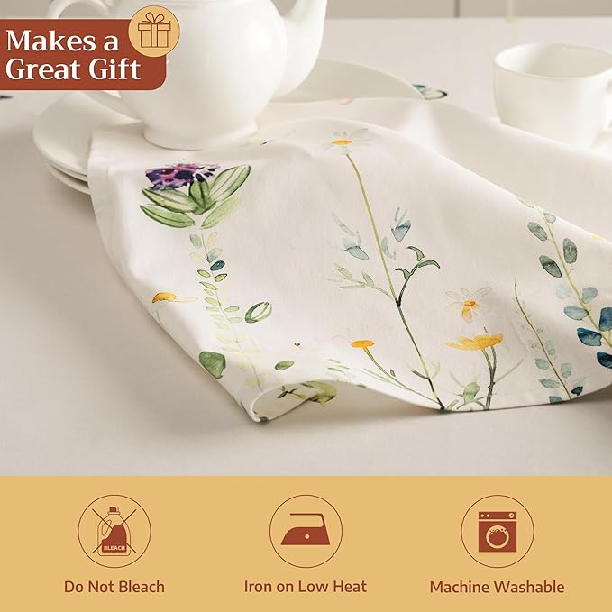 Maison d' Hermine Cloth Napkins Set of 4 100% Cotton Everyday Reusable Square Napkins Cloth Washable Dinner Wedding Restaurant Gifts for Mothers Day Spring/Summer (Botanical Fresh, 20" x 20")