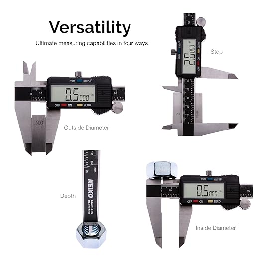 NEIKO 01409A 12” Electronic Digital Caliper | Extra Large Display | 0-12 Inches | Inch/Fractions/Millimeter Conversion | Polished Stainless Steel