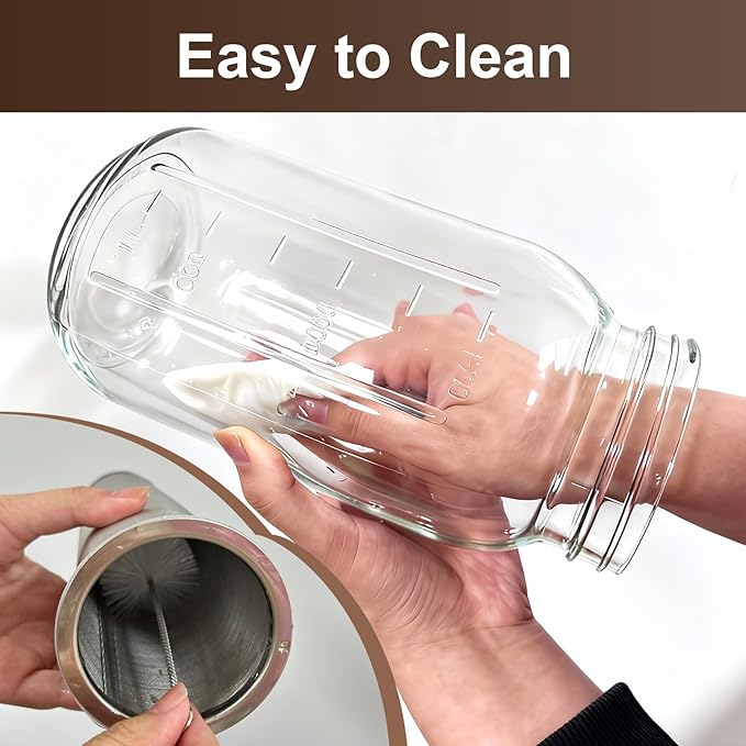 2 PCS Cold Brew Coffee Maker,64 oz Mason Jar Pour Spout Lid, Refillable Stainless Steel Filter,Non-slip Silicone Sleeve for Glass Pitcher, Homemade Beverage,For Home Baristas & Coffee Enthusiasts