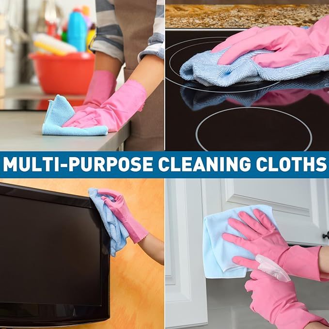 TEAWOO Microfiber Cleaning Cloths-15 Pack, Cleaning Rags, Microfiber Towels for Cars, Home 5 Colors Assorted (12x12 inches)