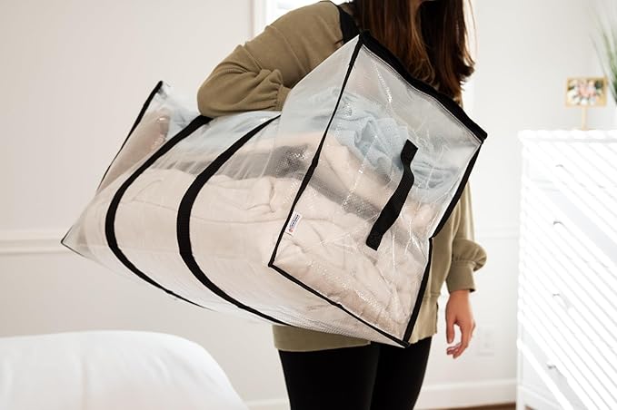 ClearSpace Oversized Moving Bags or Storage Bag – Large Moving Boxes with Backpack Straps, Zippers & Handles – Heavy-Duty Packing Bags for Moving, College Dorm, Christmas Decorations, 6 Pack