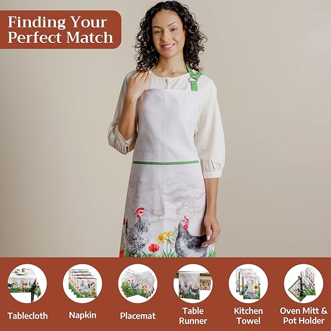 Maison d' Hermine 100% Cotton Apron for women with Pocket Kitchen Chef Apron for Men Cooking Mothers Day Gifts