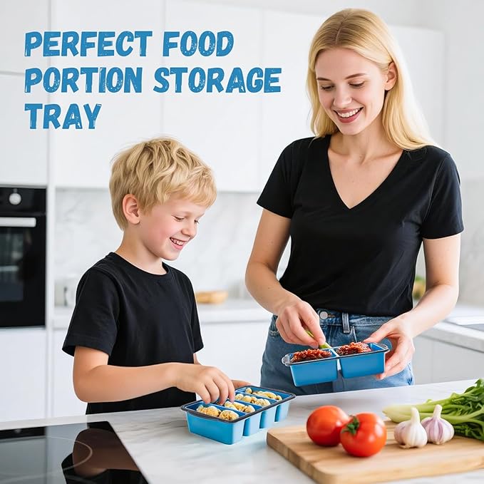 GORCI Silicone Freezer Tray With Lid, 2 Large 4 Cup Large Soup Freezer Molds Container for Meal Prepping, Ice Cube Tray, Perfect for Storing Leftovers, Sauces, Lasagna, 2-Pack