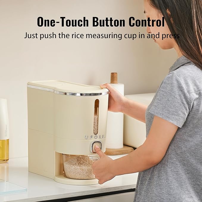 Rice Dispenser, Rice Storage Container with Measuring Cup for Kitchen Pantry Household, Dry Food Storage Containers Airtight, Sealed Moisture Proof, 11 Lbs