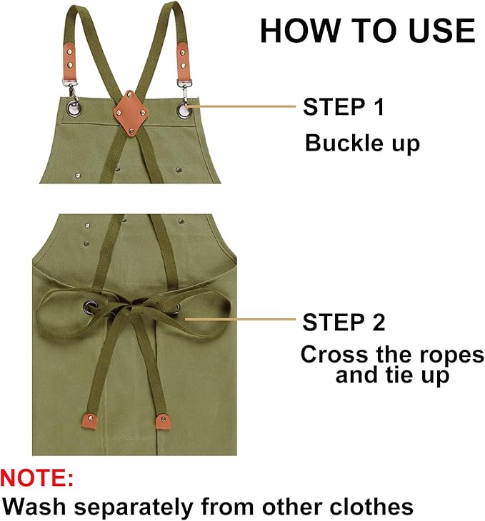 ZOMAO Chef Apron for Women Men with Large Pockets, Cotton Canvas Cross Back Waterproof Work Aprons for Kitchen Cooking Bib