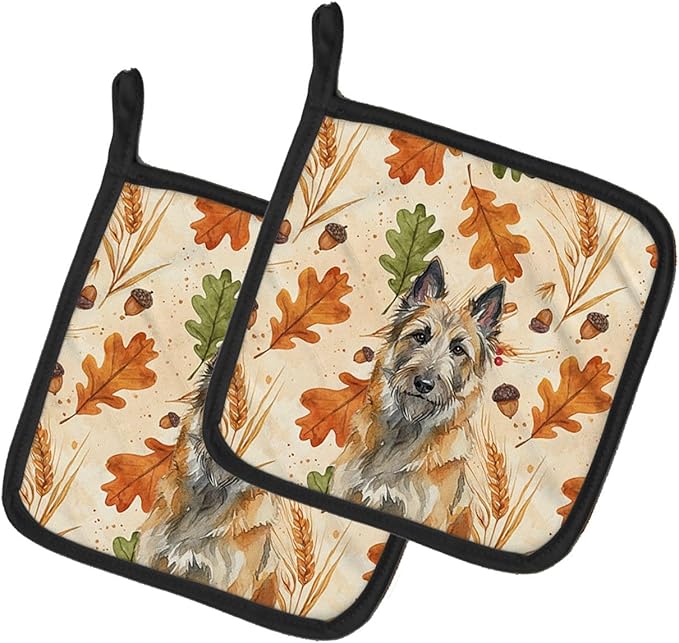 Caroline's Treasures Belgian Laekenois Heirloom Fall Pair of Pot Holders Pair 7.5x7.5 Quilted Insulated Hot Pads Decorative Kitchen Gift Made in USA