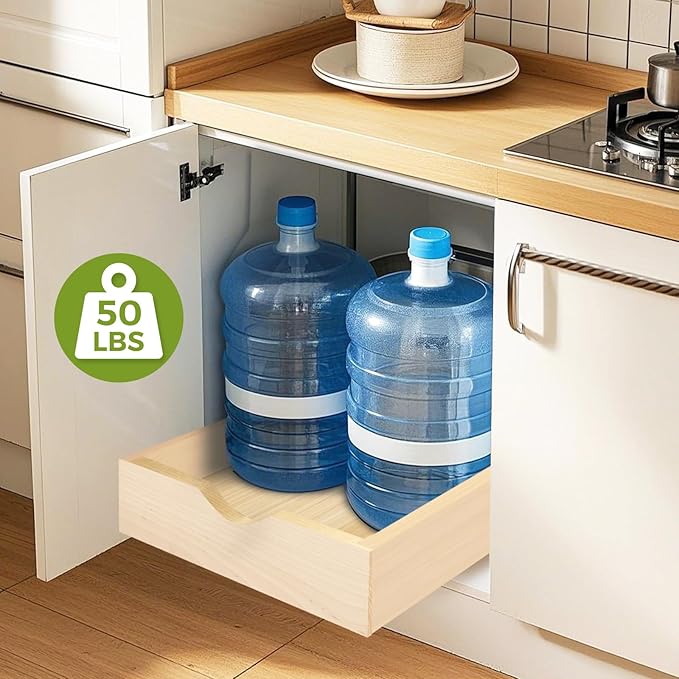 Pull Out Drawers for Cabinet 17.5" W x 23" D x 4.5" H Wood Slide Out Organizer and Storage Kitchen Cabinet Drawers Slide Out Shelves Pull Out Shelves in Kitchen Pantry Bathroom with Soft Close