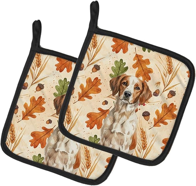 Caroline's Treasures Roan Brittany Heirloom Fall Pair of Pot Holders Pair 7.5x7.5 Quilted Insulated Hot Pads Decorative Kitchen Gift Made in USA