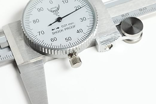 PEC Dial Caliper 0-150mm, Stainless Steel Precision Measuring Tool with Shock-Proof Dial, High Accuracy ±0.03mm