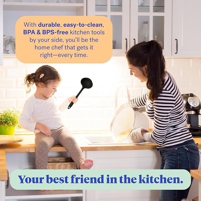 GIR: Get It Right Silicone Ladle Spoon – High Heat Resistant Kitchen Tool, Durable Cooking Utensil for Serving Soups, Stews, Sauces, and Dressings, Ultimate - 13IN - Black