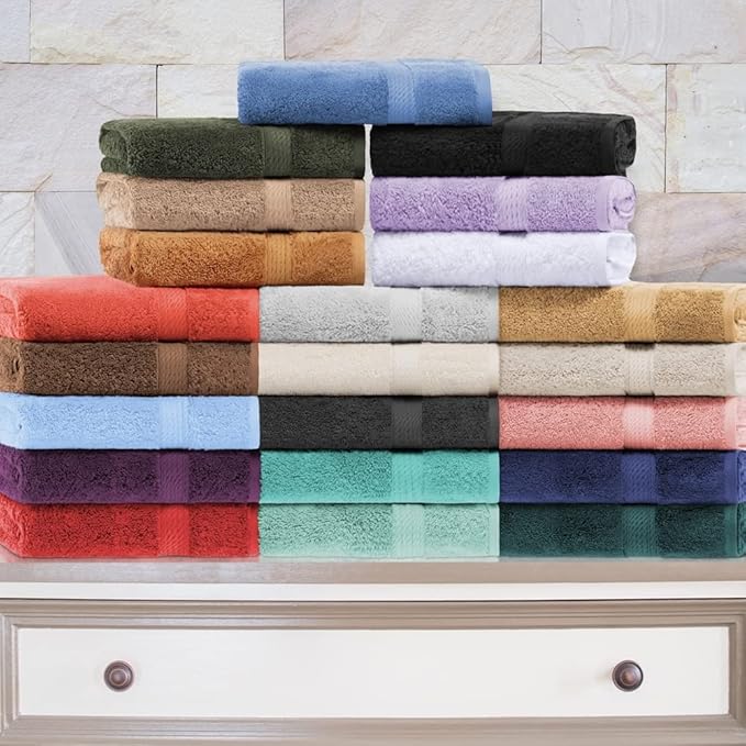 SUPERIOR Egyptian Cotton Pile 3 Piece Towel Set, Includes 1 Bath, 1 Hand, 1 Face Towel/Washcloth, Ultra Soft Luxury Towels, Thick Plush Essentials, Guest Bath, Spa, Hotel Bathroom, Purple
