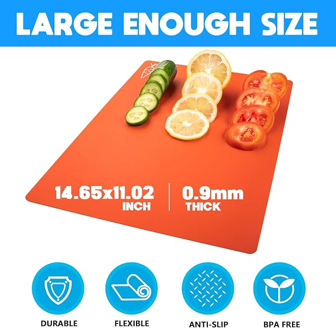 Goodluck 10 Pieces Flexible Cutting Boards, BPA Free Plastic Cutting Boards for Kitchen, Non Slip Cutting Mat for Meat and Vegetables