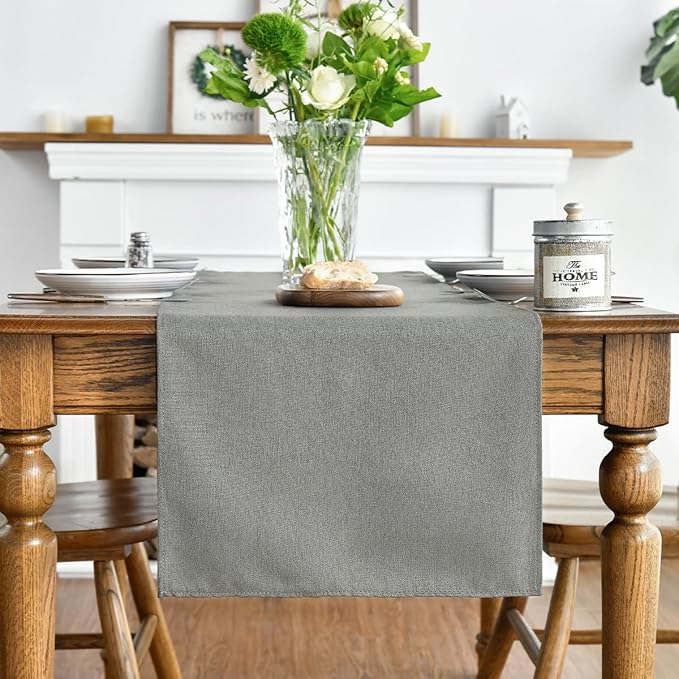 Artoid Mode Light Grey Table Runner, Seasonal Washable Kitchen Dining Table Decoration for Home Party Decor 13x60 Inch