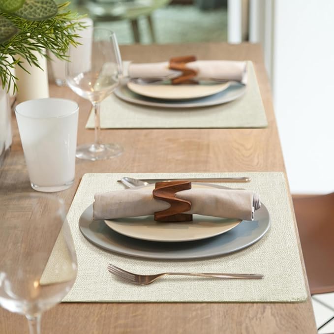 homing Cotton Linen Placemats Set of 4, Cloth Washable Farmhouse Dining Table Mats for Indoors & Outdoors, Easy to Clean, Cream, 13 x 19 Inch