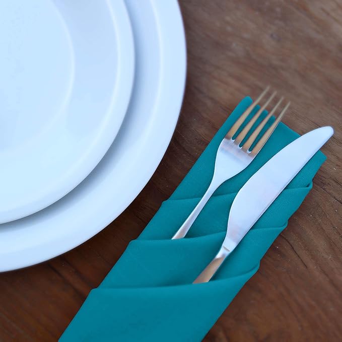 Ruvanti Cloth Napkins Set of 6, 18x18 Inches Napkins Cloth Washable, Soft, Durable, Absorbent, Cotton Blend. Table Dinner Napkins Cloth for Hotel, Lunch, Restaurant, Wedding Parties - Teal