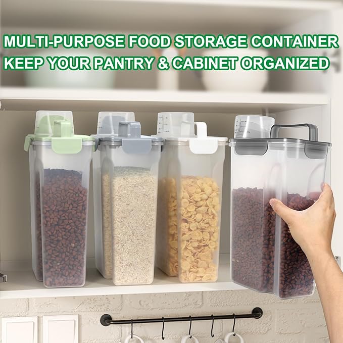 TBMax 5 Lbs Cat Dog Food Storage Container, Secondary Pet Food Storage Container Beyond a Large Dog Food Bin for Daily Use, Easy-Pouring Bird Seed Dispenser, Travel Kibble Holder -Transparent Grey