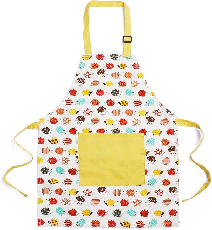 Jennice House Kids Apron and Chef Hat Set, Cute Children Baking Aprons for Cooking Baby Baking Aprons