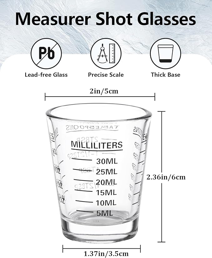 SAIAOKJ Shot Glasses Measuring Cup Set 2PACK Espresso Shot Glasses Liquid Heavy Glass 26-Incremental Measurement 1 OZ, 2 TBS, 6 TSP, 30 ML Kitchen Tools (Black)