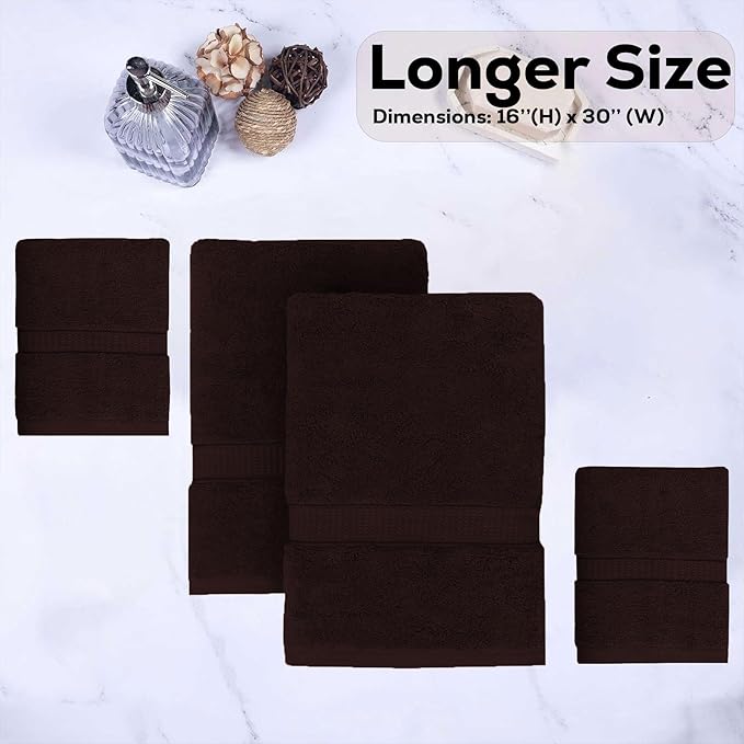 GOLD TEXTILES Premium Hand Towels for Bathroom -100% Ring Spun Cotton (Brown,4 Pack, 16x30 Inches) Luxury Soft Absorbent & Quick Dry, Bathroom Hand Towel Perfect for Hotel, Salon, Gym & Spa