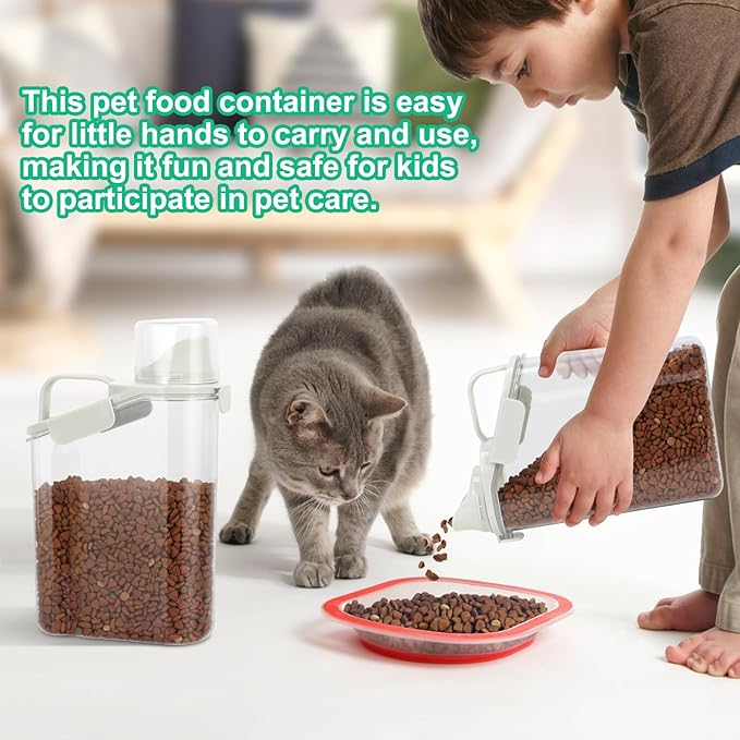 TBMax Rice Container Cereal Storage Container 2 Pack 3.2-Quart, Kitchen Pantry Dry Food Storage Holder with Easy-Pouring Spout & Handy Cup, Small Pet Dog Cat Food Dispenser for Daily Feeding