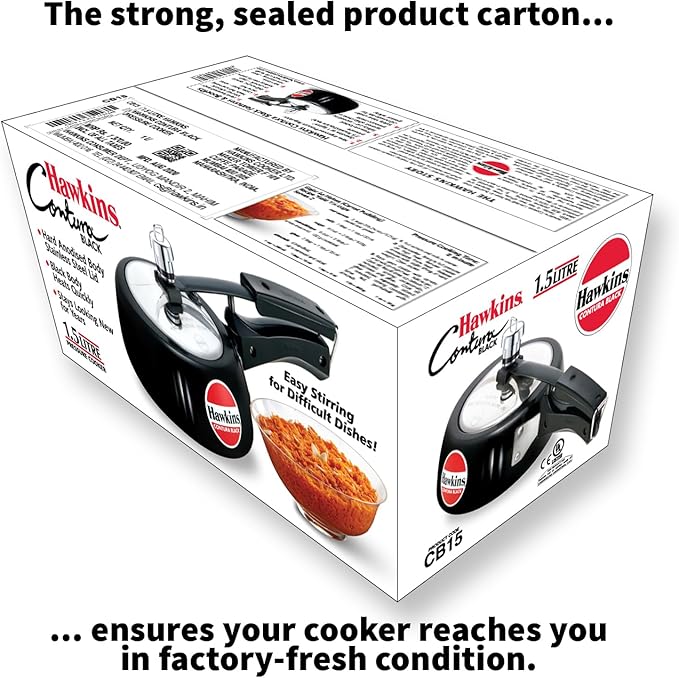 Hawkins Contura Black 1.5 litre Pressure Cooker