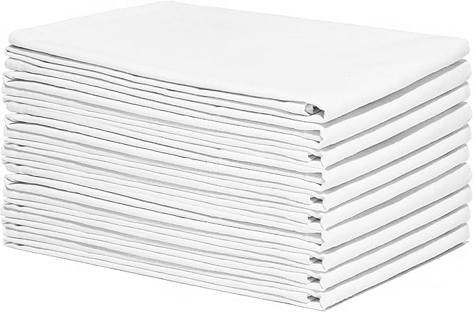 Organic Cotton White Dish Towels - 10 Pack Quick Drying White Kitchen Towels - Lint-Free Organic Cotton Dish Cloths - Extra Large Highly Absorbent Blank Tea Towels - 27"x27"