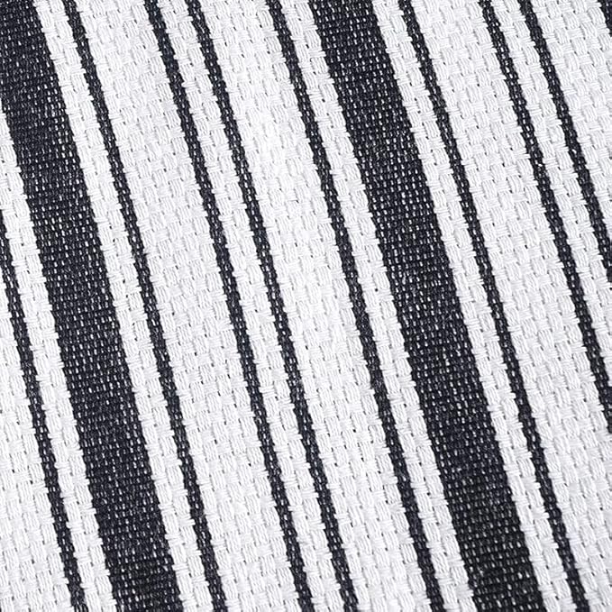 Kitchen Towels Set – Pack of 6 (20’’ x 30’’) Extra Large Premium Cotton Dish Towels for Kitchen – Basket Weave Towels – Absorbent – 100% Cotton – with Hanging Loop – Black