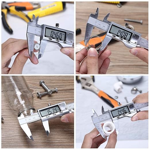Digital Caliper Measuring Tool, Stainless Steel Vernier Caliper Digital Micrometer with Large LCD Screen, 6 Inch Caliper Tool for DIY/Household, Auto-Off Feature, Inch and Millimeter Conversion