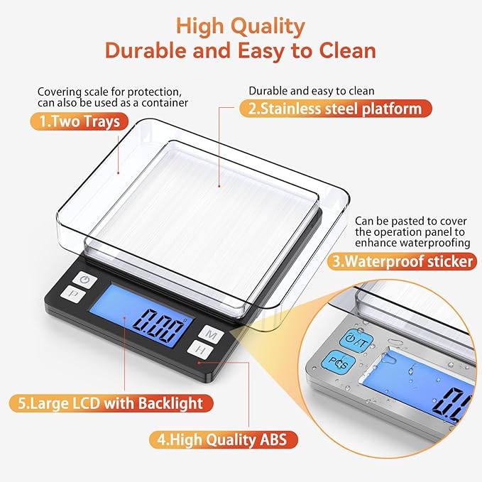 BOMATA 0.01g Small Digital Gram Scale, USB Rechargeable, Upgraded 1kg Jewelry Scale with Larger Display and Hold Function, High Precision, Grams and oz for Herb, Coin, Powder, Yeast, Kitchen Black