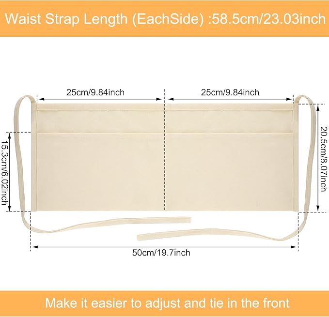 JenPen 4 Pcs Nail Apron Canvas Waist Apron Bulk for Carpenters with 2-pocket Work Unisex Cloth Tool Belt Washable Utility for Men Women Adults Woodworkers, Artists, and Other Crafts People