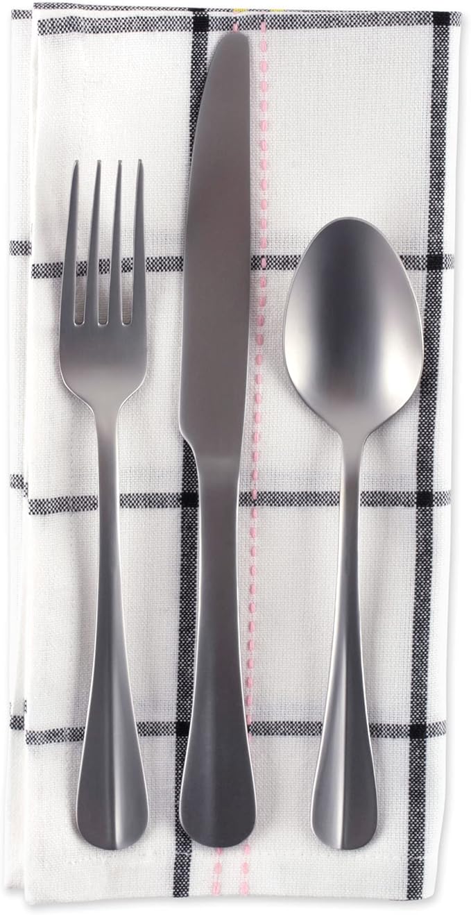 DII Cotton Plaid Napkin Set Machine Washable, 20x20, Butcher Block, 6 Count