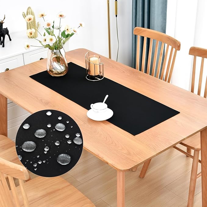 Farmhouse Rustic Table Runner Black Faux Linen Table Runners Water Resistant Short Table Runner 36 inches for Living Room Dresser Bedroom Kitchen Dining Party 13x36 Inch