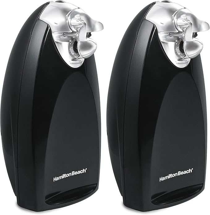 Hamilton Beach Electric Automatic Can Opener with Auto Shutoff,Knife Sharpener,Cord Storage,and SureCut Patented Technology,Extra Tall,Black,(Pack of 2)