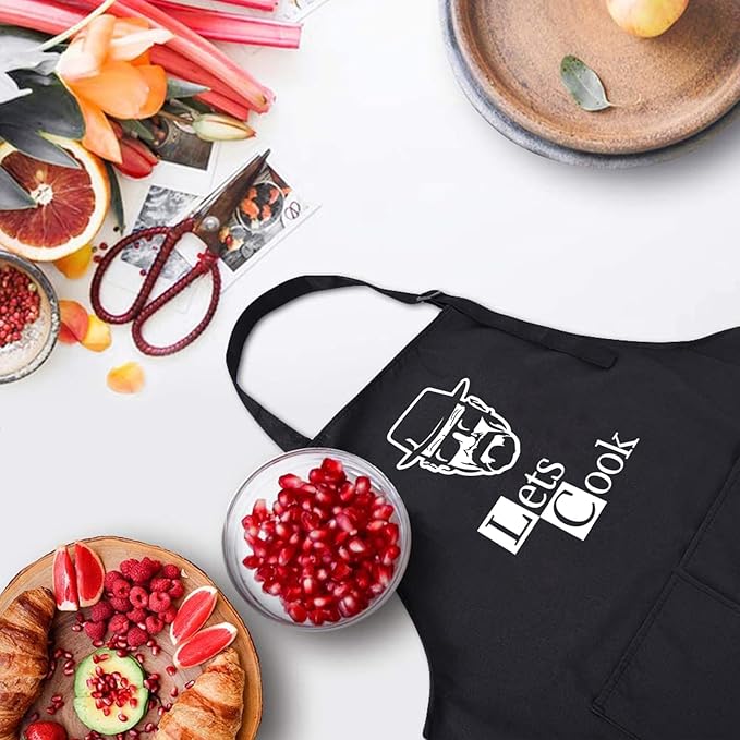 ZOORON Funny Cooking Chef Apron with Pockets BBQ Kitchen Work Aprons Birthday Father’s Day Grilling Gifts for Dad, Husband
