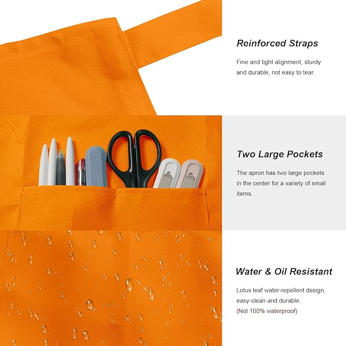 15 Pcs Adult Aprons Bulk with Pockets Adjustable Bib Chef Apron for Women Men Painting Cooking Crafting (S/L)