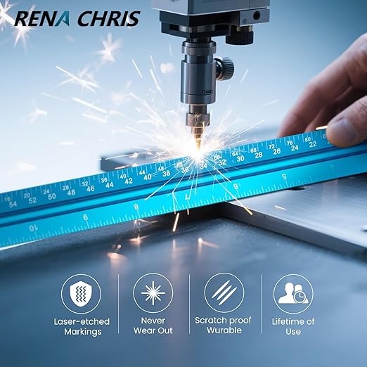 Rena Chris 2PCS Architectural Scale Ruler: 12" Imperial Aluminum Alloy Metal Architecture Measuring Tools, Engineering Drafting Construction Drawing Blueprints Triangular Architect Scaling Rulers