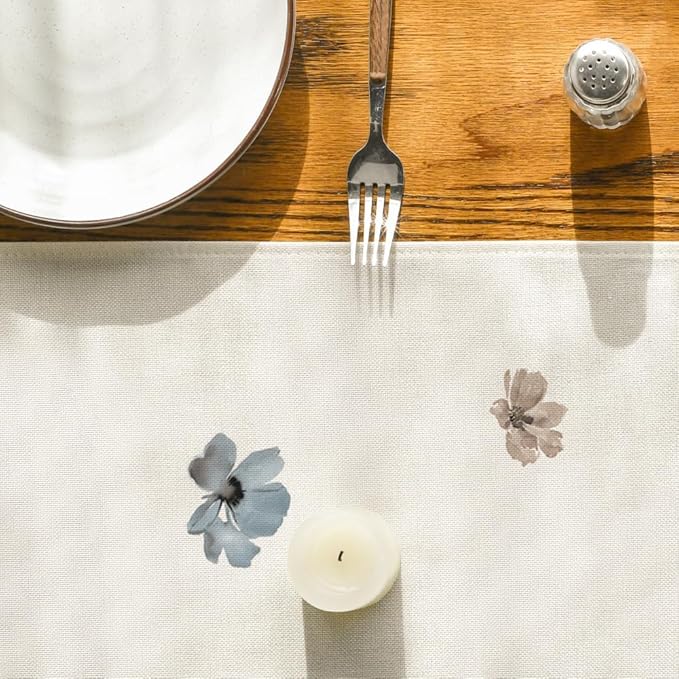 Artoid Mode Brown Poppy Floral Leaves Spring Table Runner, Seasonal Summer Kitchen Dining Table Decoration for Home Party Decor 13x120 Inch