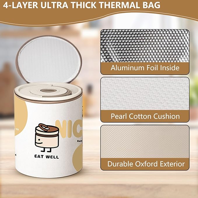 Bento Box Adult — Round Stackable Lunch Box for Women (450ml & 600ml) with Insulated Carry Bag | 304 Stainless Steel Removable Inserts | Microwave & Dishwasher Safe, White