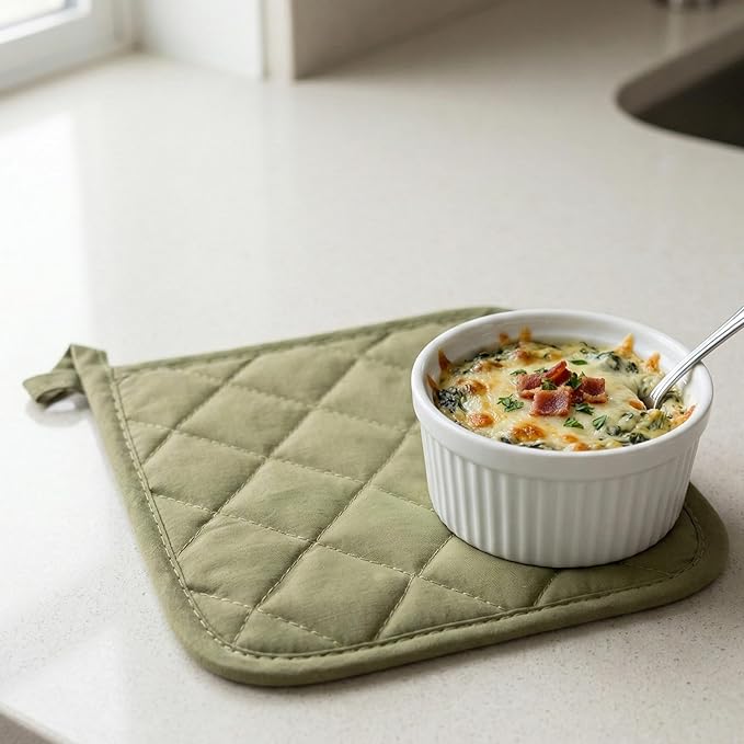 Lobyn Value Packs Economical Lightweight Bulk Potholders Ten (10) Pack Everyday Quality 6.5" Square Perfect for Craft Projects Sage Green