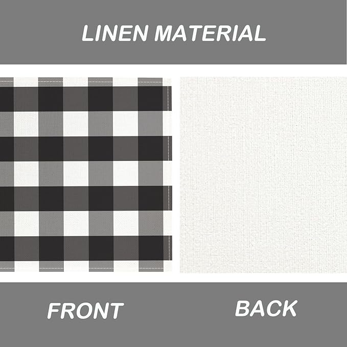 Black and White Placemats Buffalo Plaid Place Mats Farmhouse Rustic Decorative Table Mats Set of 4 - Linen Heat Resistant Washable Placemats for Kitchen Dining Coffee Table 12x18Inch