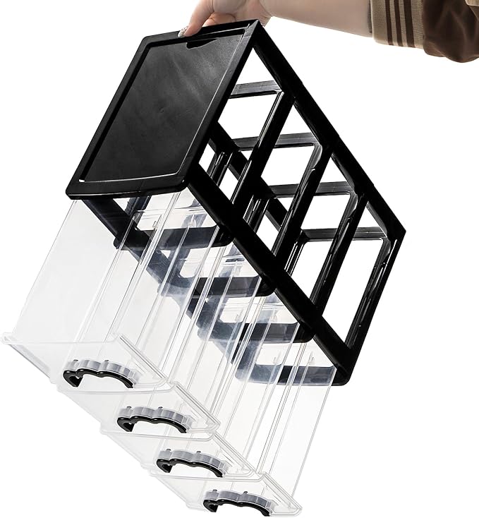 Cididu Desktop Organizer with 4 Drawers, Clear Plastic Storage Drawer Unit, Small Desk Organizer Storage Box, Durable Storage Bin Container Case for Countertop Stationery Pens Makeup Office Supplies