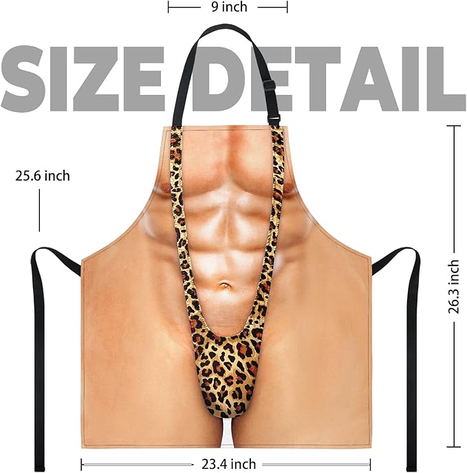 Funny Men Cooking Grilling Aprons Belly BBQ Funny Gag Gifts for Christmas, White Elephant Gift Exchange (MuscleMankini, One Size)