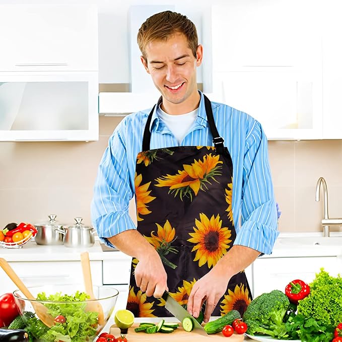 Sosolong Adjustable Waterproof Apron Bib Apron with 2 Pockets Cooking Kitchen Aprons for Women Men Chef