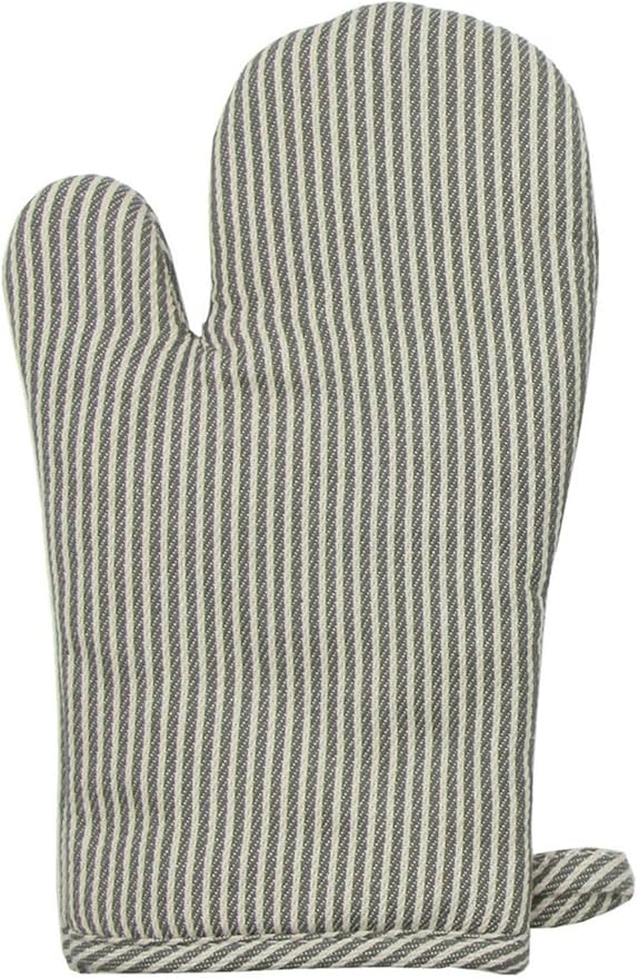 Cotton Oven Mitts and Pot Holders Set, Kitchen Quilted Oven Gloves, Hot Pan Mat Pads Set for Cooking Grilling Barbeque Baking Heat Resistant Set of 3 (3, Grey Stripes)