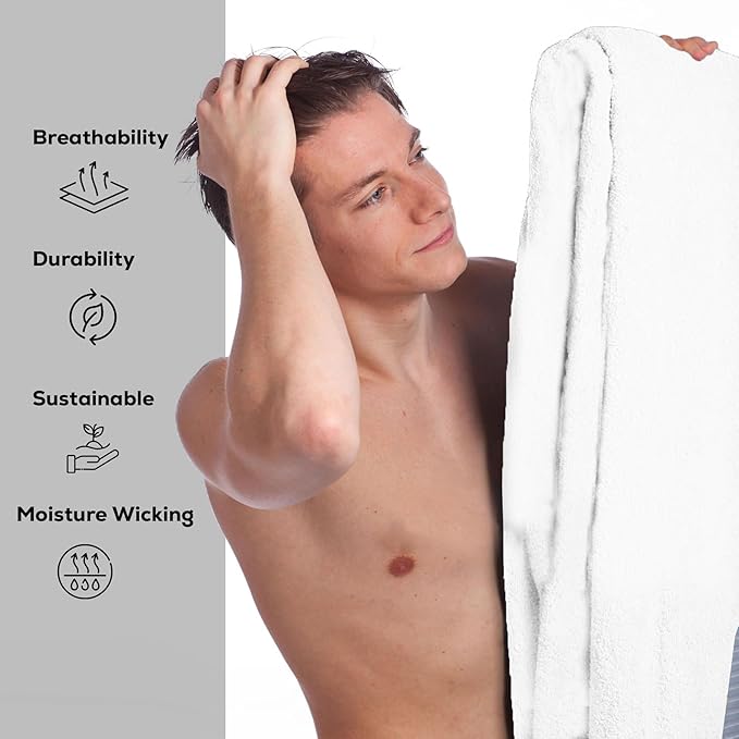 GOLD TEXTILES Premium White 100% Cotton Bath Towels Set (24 Pack, 24 x 50 Inch) High Absorbency Multipurpose Quick Drying Pool Gym Hotel Spa Bath Towel (24, White)
