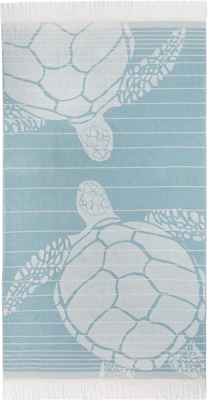 SOFE H&L | LINVIA Foutah Quick Dry Beach Towel Pack of 2 (35” x 70”) CARETTA - Green | Lightweight, Premium, Fade Resistant, Durable | Travel Towel, Turkish Beach Towel with Shoulder Strap