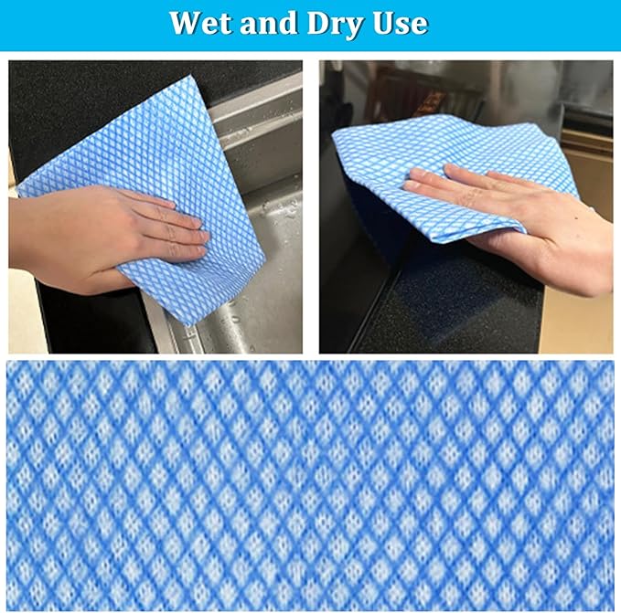 Reusable Cleaning Cloths 50 Pack, 13.8x15.8" Disposable Dish Cloths and Cleaning Towels Highly Absorbent , Multi-Purpose Dish Cloth Wipes, Washable Lint Free Clean Towel for Countertop Sink Household